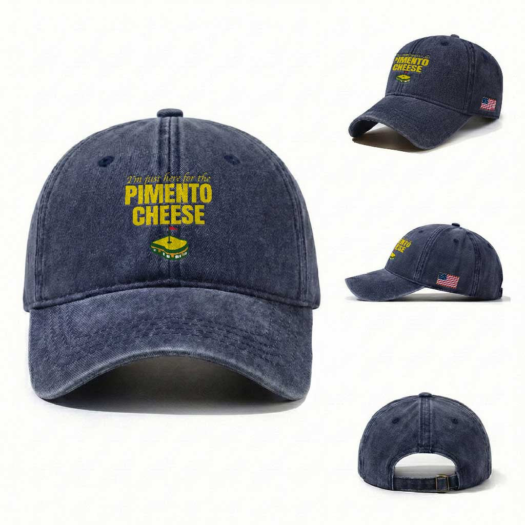 I'm Just Here For The Pimento Cheese Washed Cotton Baseball Cap Funny Golf Foodie