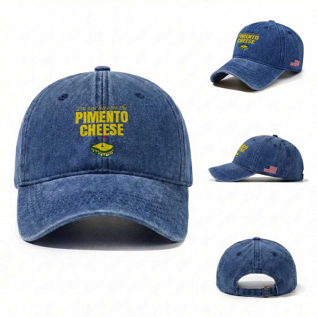 I'm Just Here For The Pimento Cheese Washed Cotton Baseball Cap Funny Golf Foodie