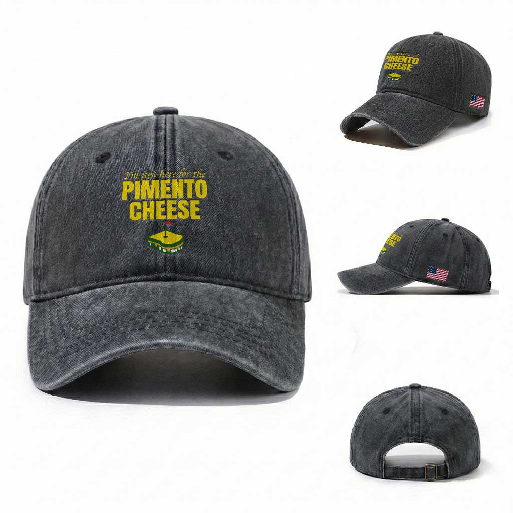 I'm Just Here For The Pimento Cheese Washed Cotton Baseball Cap Funny Golf Foodie
