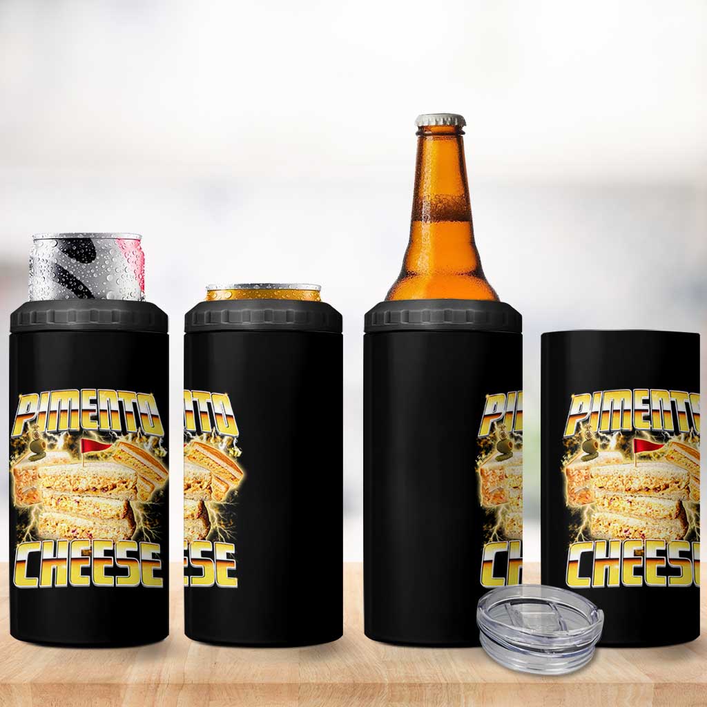 Pimento Cheese 4 in 1 Can Cooler Tumbler Funny Cheesemonger Cheese Lovers Bootleg Art
