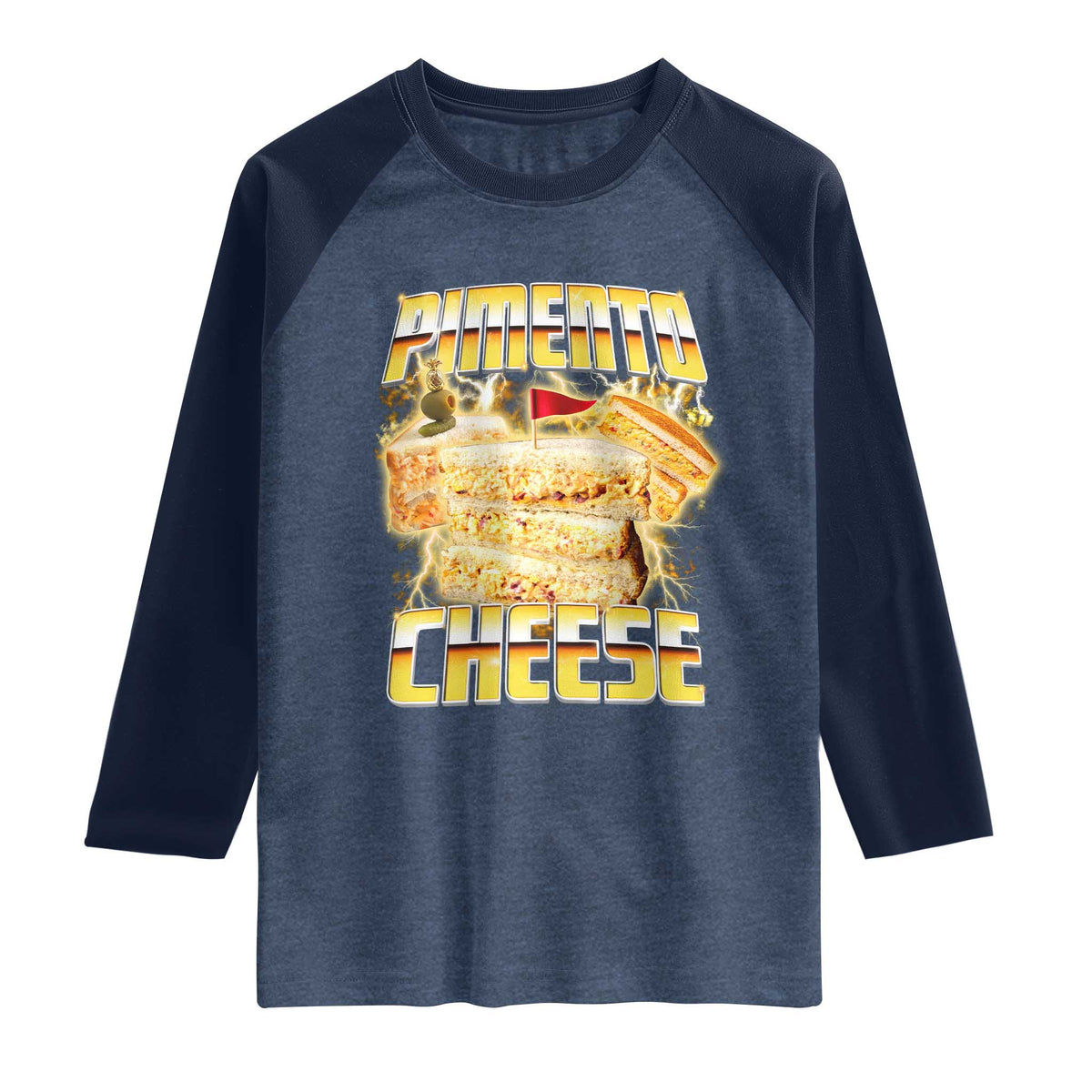 Pimento Cheese Raglan Shirt Funny Cheesemonger Cheese Lovers Bootleg Art