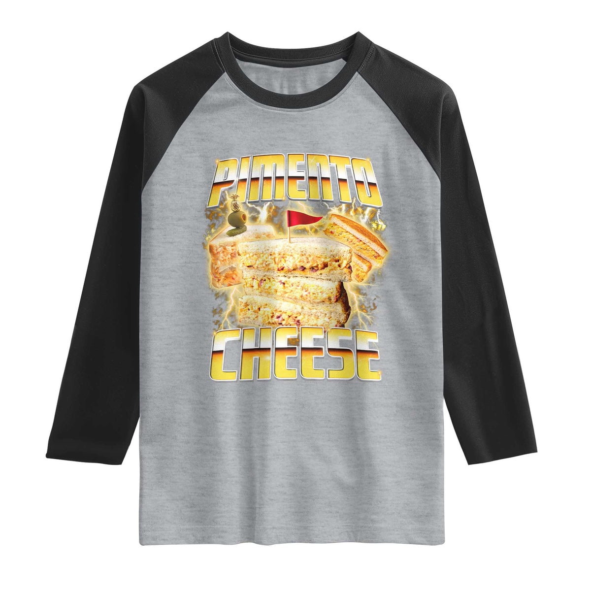 Pimento Cheese Raglan Shirt Funny Cheesemonger Cheese Lovers Bootleg Art