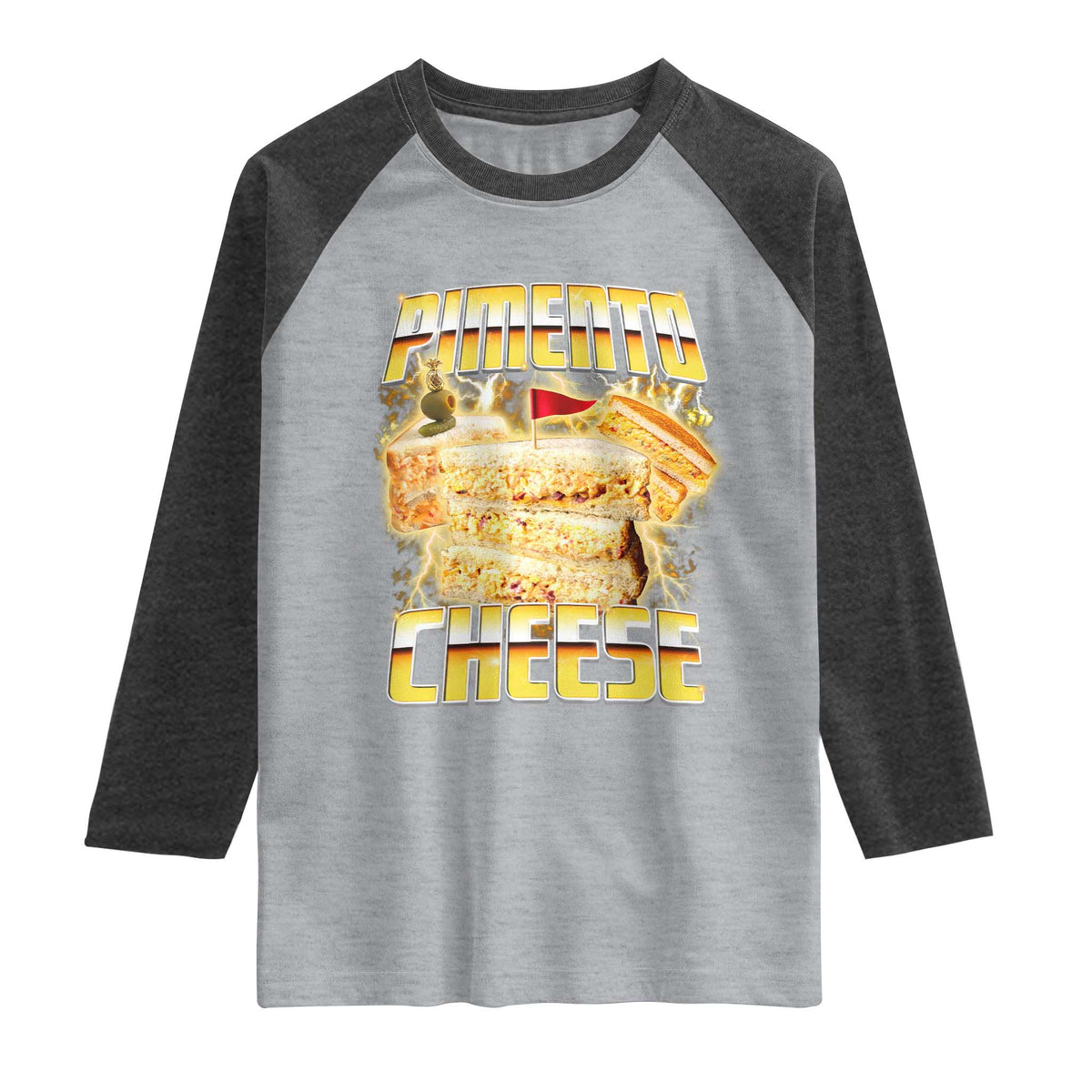 Pimento Cheese Raglan Shirt Funny Cheesemonger Cheese Lovers Bootleg Art