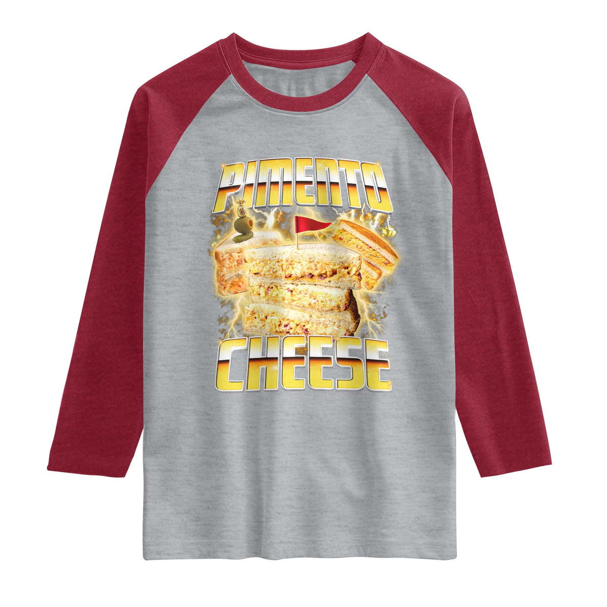 Pimento Cheese Raglan Shirt Funny Cheesemonger Cheese Lovers Bootleg Art