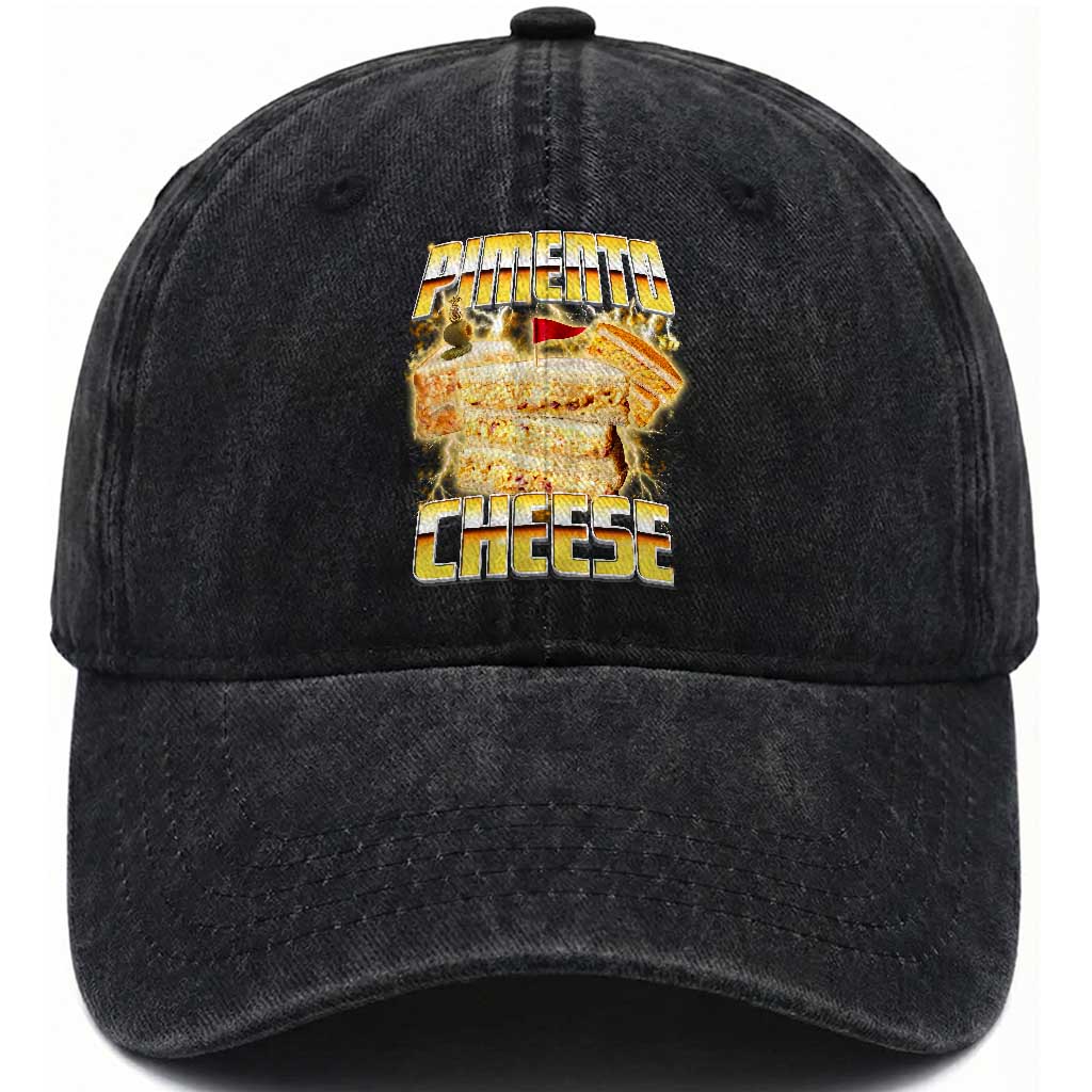 Pimento Cheese Washed Cotton Baseball Cap Funny Cheesemonger Cheese Lovers Bootleg Art