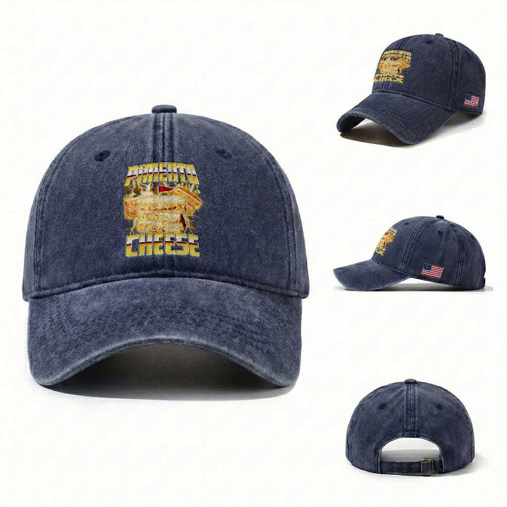 Pimento Cheese Washed Cotton Baseball Cap Funny Cheesemonger Cheese Lovers Bootleg Art