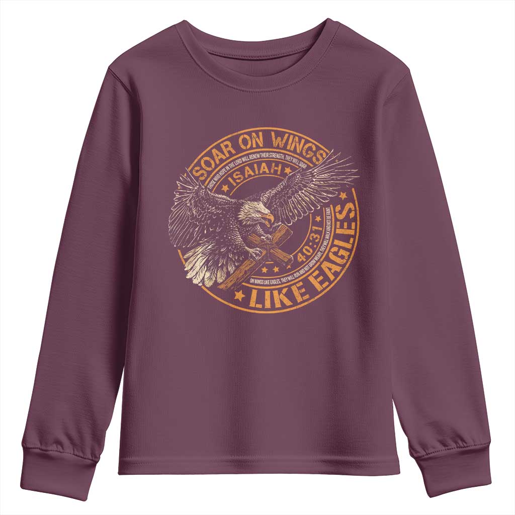 Soar On Wings Like Eagles Christian Youth Sweatshirt Isaiah 40 31 Bible Verse