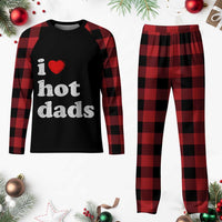 I Love Hot Dads Plaid Pajama Set Funny Fathers Day