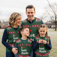 I Love Hot Dads V-Neck Knit Sweater Vest Funny Fathers Day