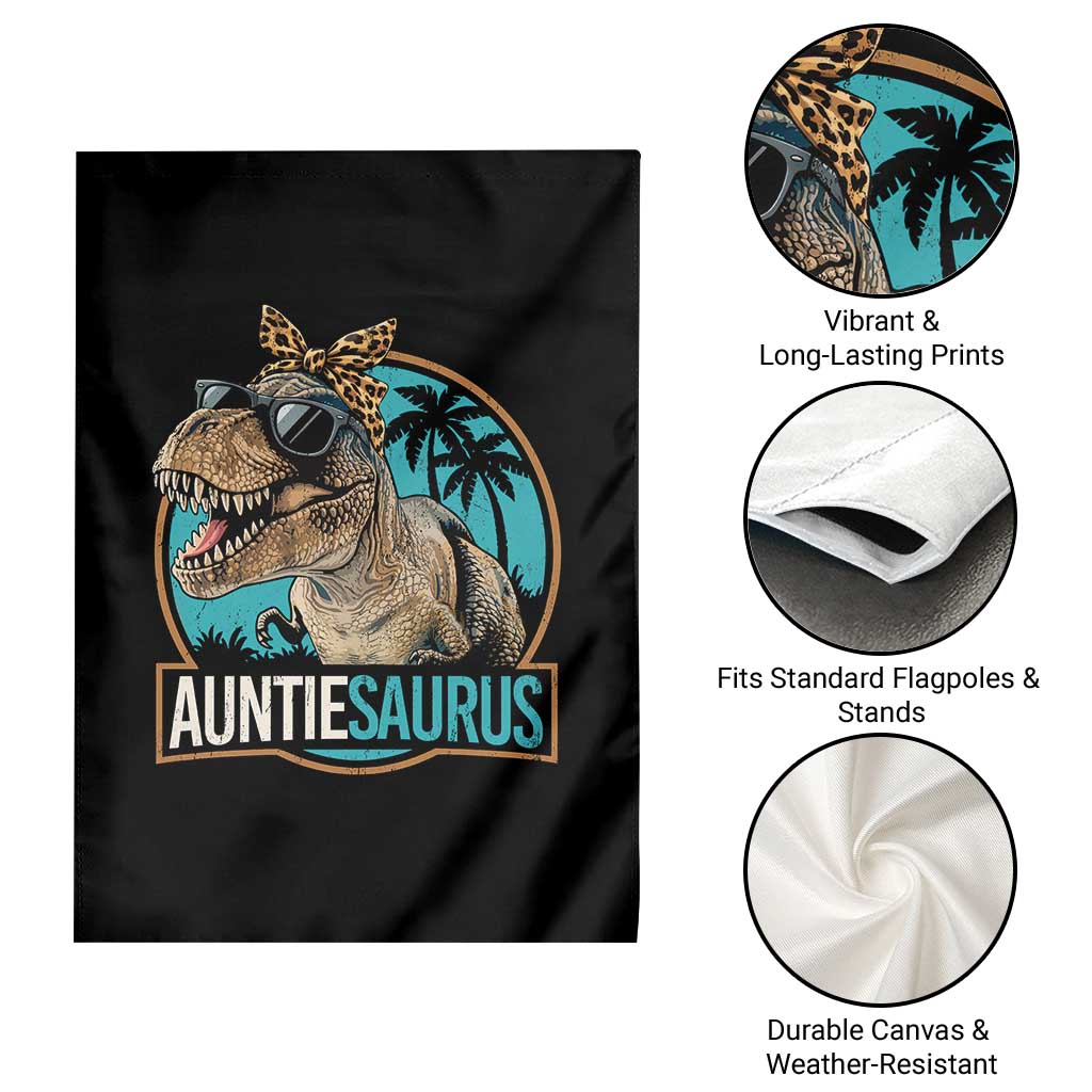 Auntiesaurus Funny Dinosaur Aunt Garden Flag Family Matching