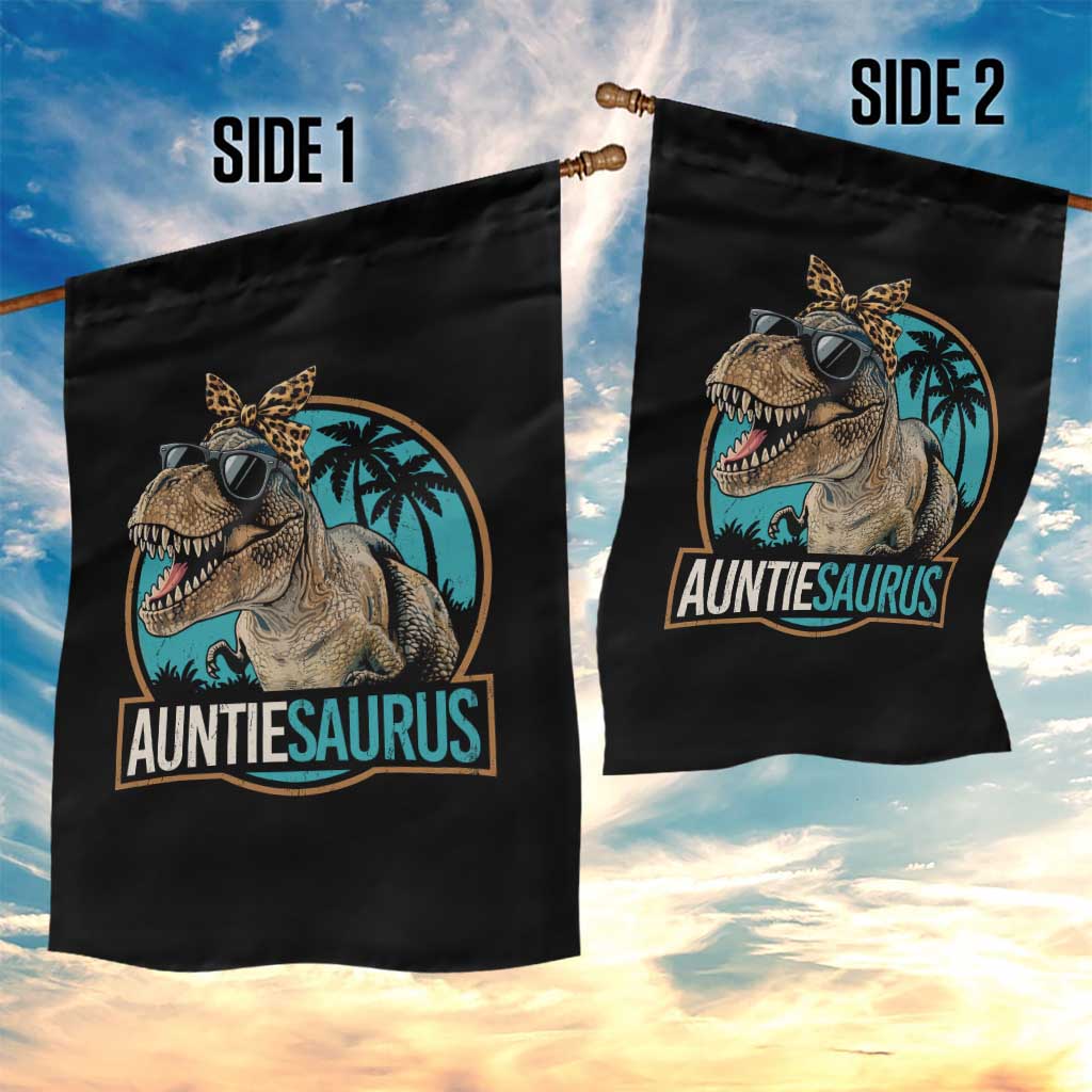Auntiesaurus Funny Dinosaur Aunt Garden Flag Family Matching