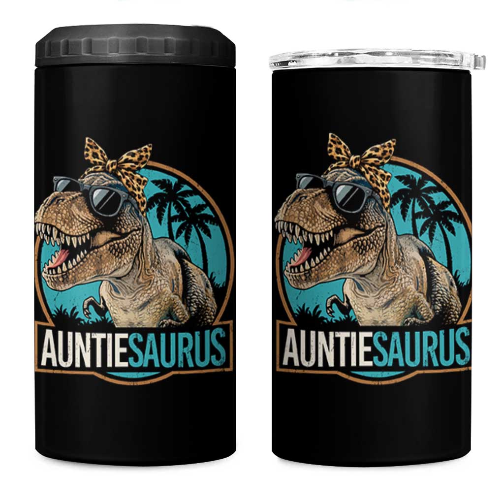 Auntiesaurus Funny Dinosaur Aunt 4 in 1 Can Cooler Tumbler Family Matching