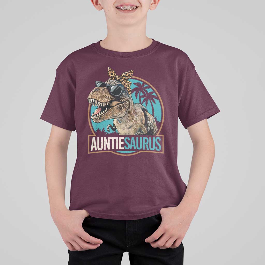 Auntiesaurus Funny Dinosaur Aunt T Shirt For Kid Family Matching