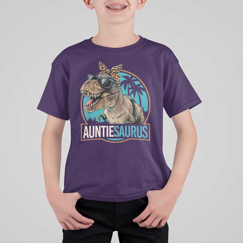 Auntiesaurus Funny Dinosaur Aunt T Shirt For Kid Family Matching