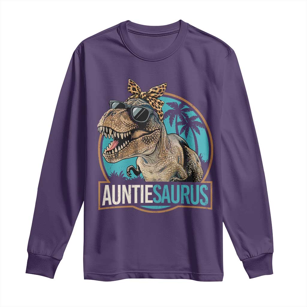 Auntiesaurus Funny Dinosaur Aunt Long Sleeve Shirt Family Matching