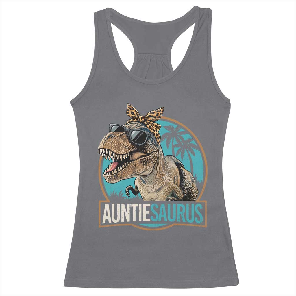 Auntiesaurus Funny Dinosaur Aunt Racerback Tank Top Family Matching