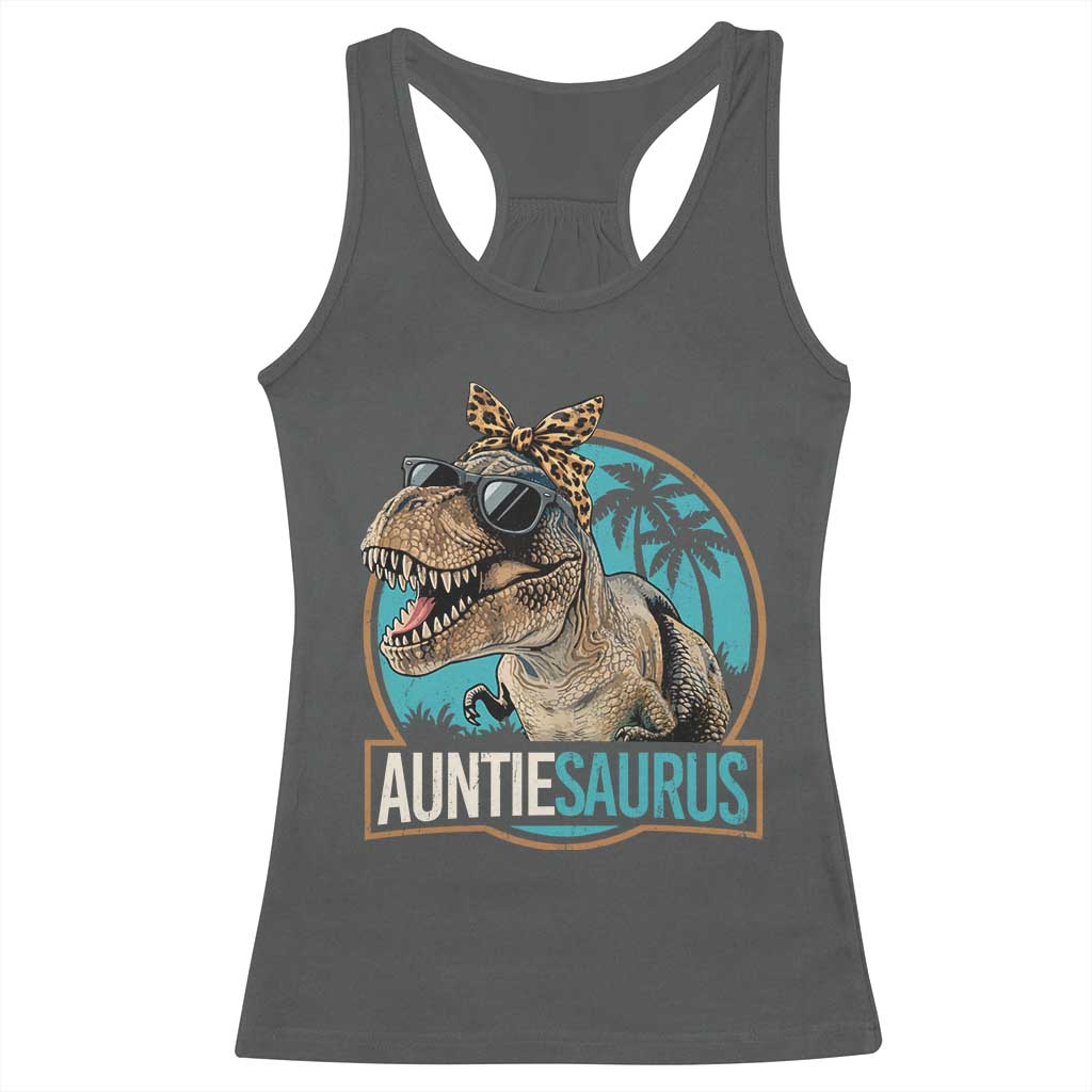 Auntiesaurus Funny Dinosaur Aunt Racerback Tank Top Family Matching