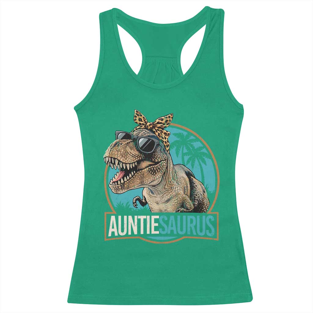 Auntiesaurus Funny Dinosaur Aunt Racerback Tank Top Family Matching
