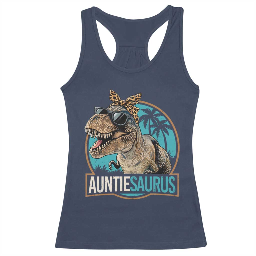 Auntiesaurus Funny Dinosaur Aunt Racerback Tank Top Family Matching