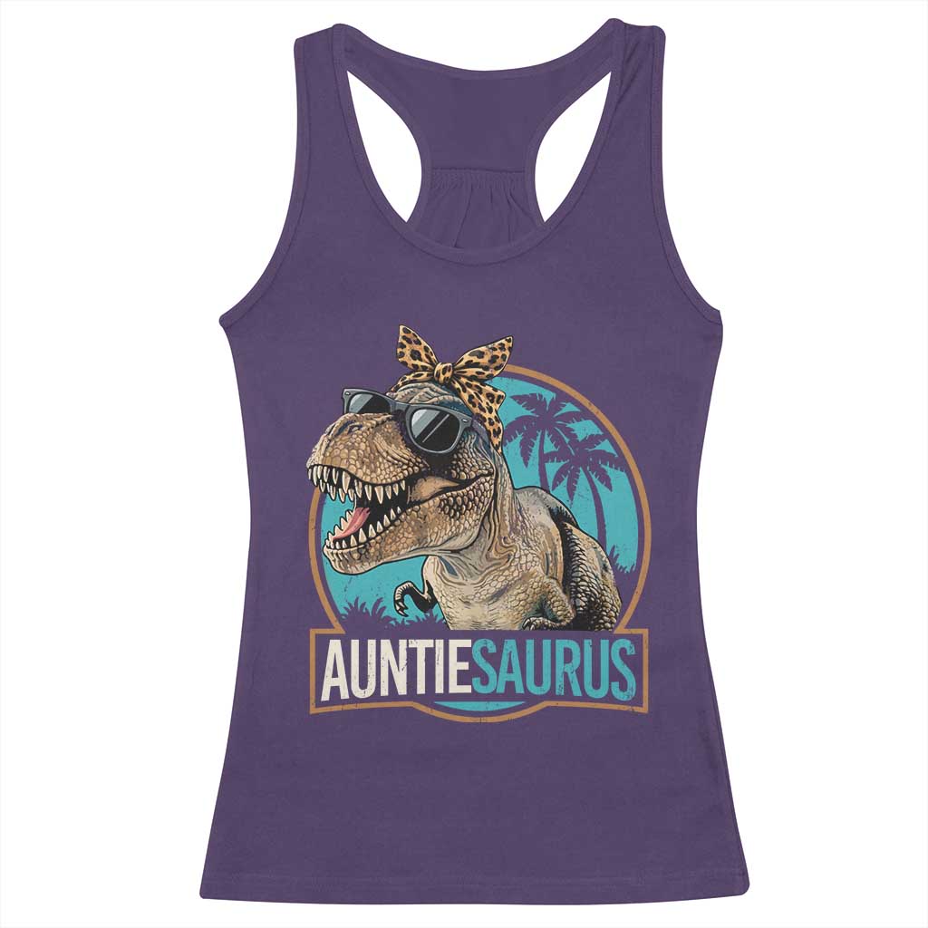Auntiesaurus Funny Dinosaur Aunt Racerback Tank Top Family Matching
