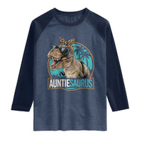 Auntiesaurus Funny Dinosaur Aunt Raglan Shirt Family Matching