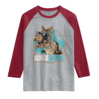 Auntiesaurus Funny Dinosaur Aunt Raglan Shirt Family Matching