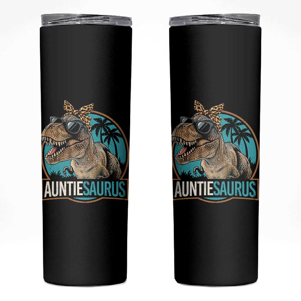 Auntiesaurus Funny Dinosaur Aunt Skinny Tumbler Family Matching