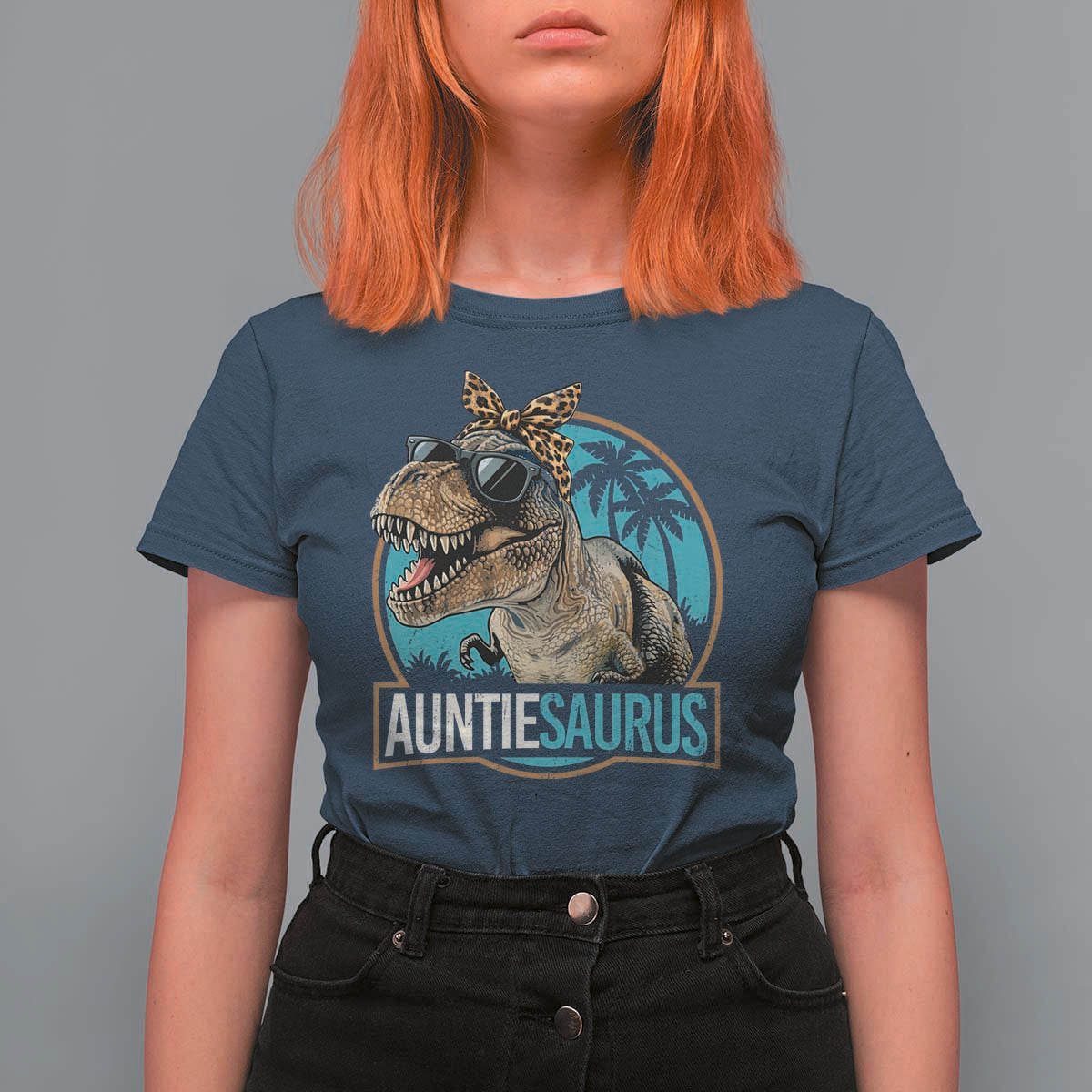 Auntiesaurus Funny Dinosaur Aunt T Shirt For Women Family Matching