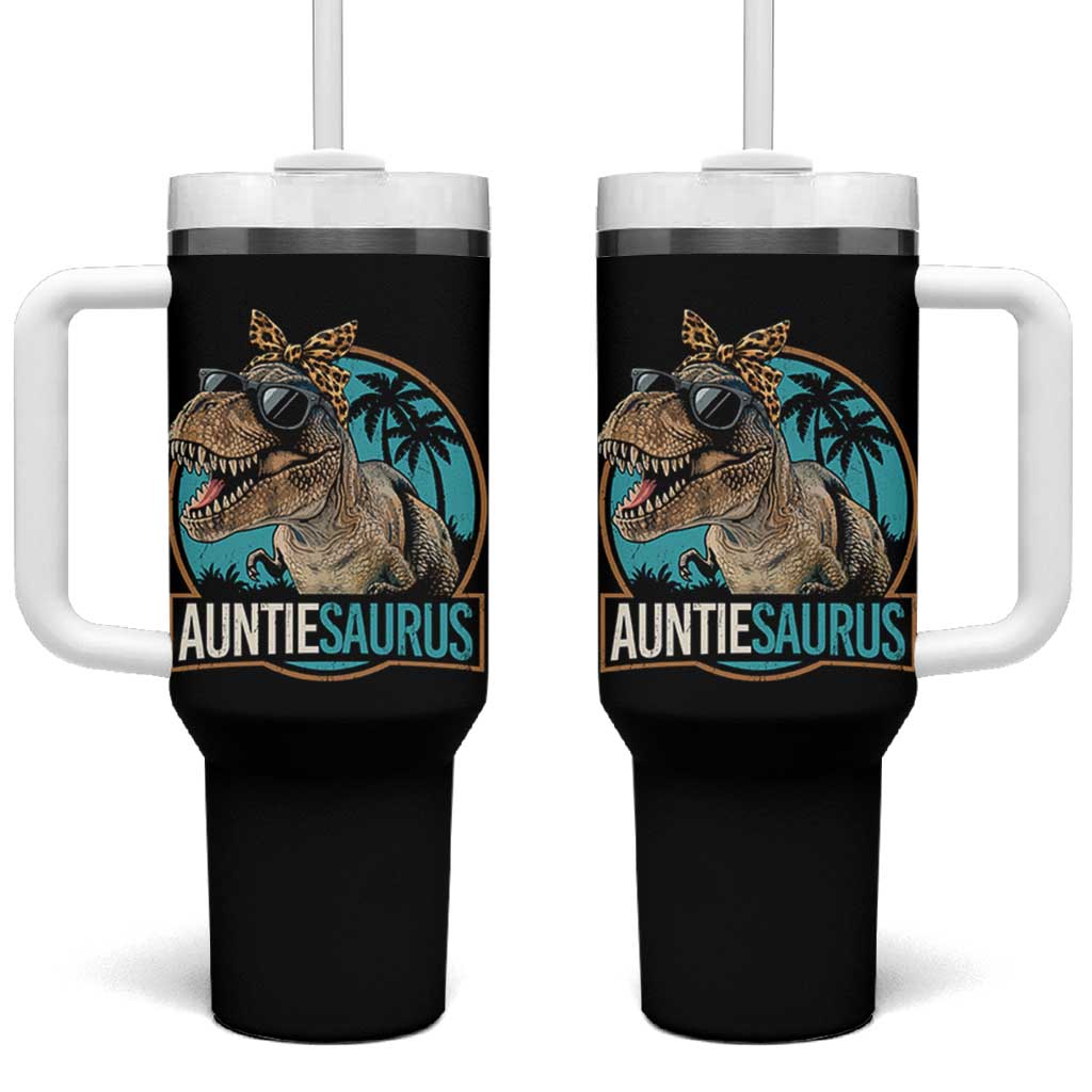 Auntiesaurus Funny Dinosaur Aunt Tumbler With Handle Family Matching