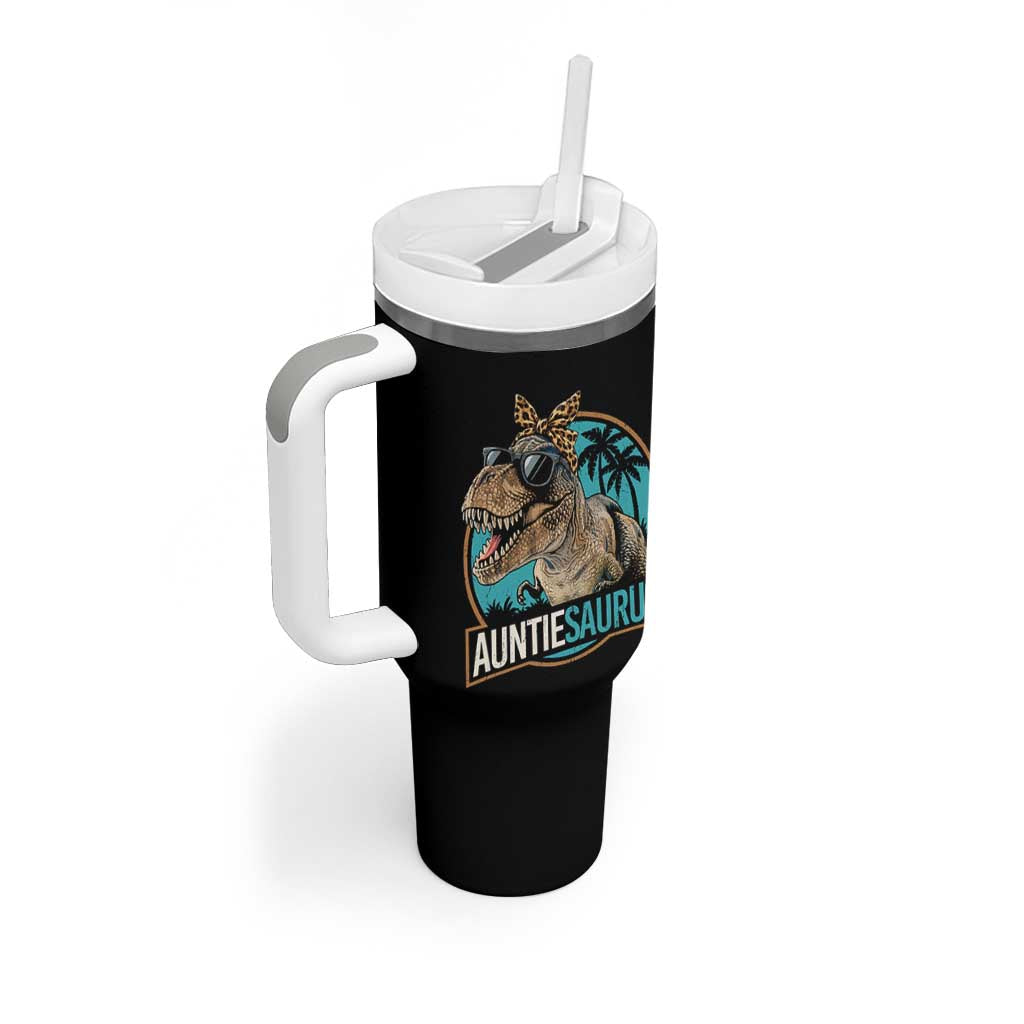 Auntiesaurus Funny Dinosaur Aunt Tumbler With Handle Family Matching