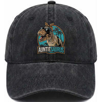 Auntiesaurus Funny Dinosaur Aunt Washed Cotton Baseball Cap Family Matching