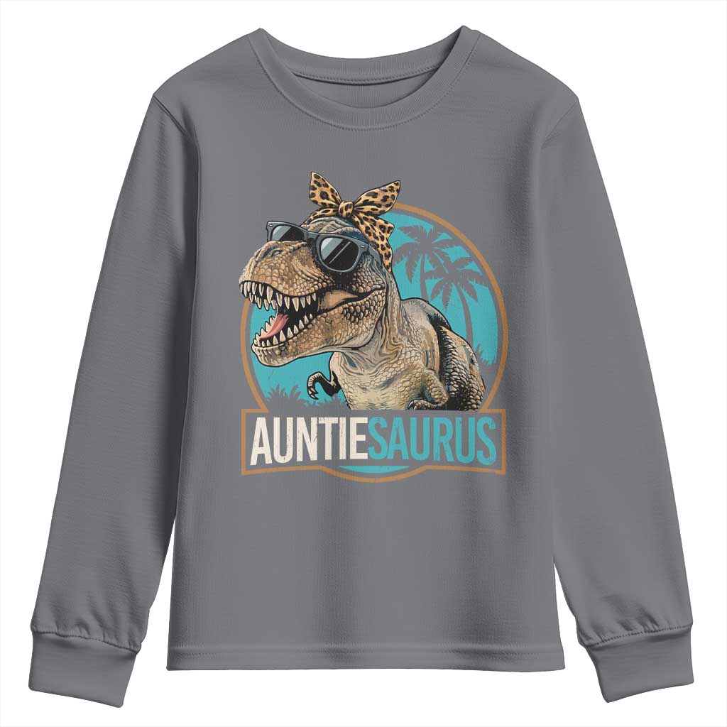 Auntiesaurus Funny Dinosaur Aunt Youth Sweatshirt Family Matching