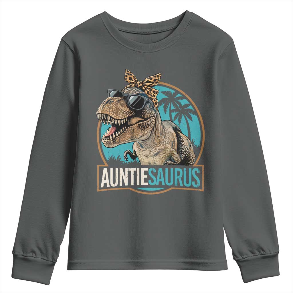 Auntiesaurus Funny Dinosaur Aunt Youth Sweatshirt Family Matching