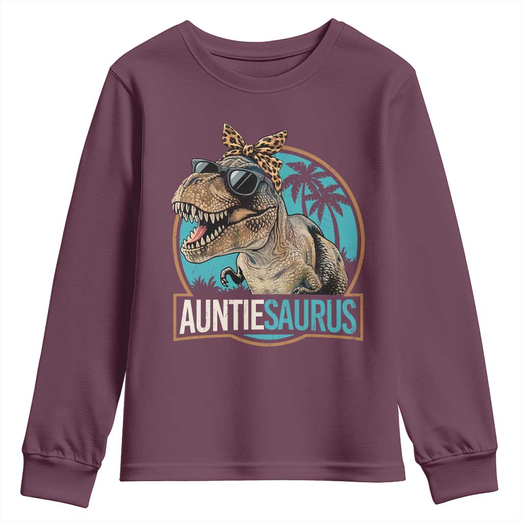 Auntiesaurus Funny Dinosaur Aunt Youth Sweatshirt Family Matching