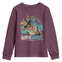 Auntiesaurus Funny Dinosaur Aunt Youth Sweatshirt Family Matching