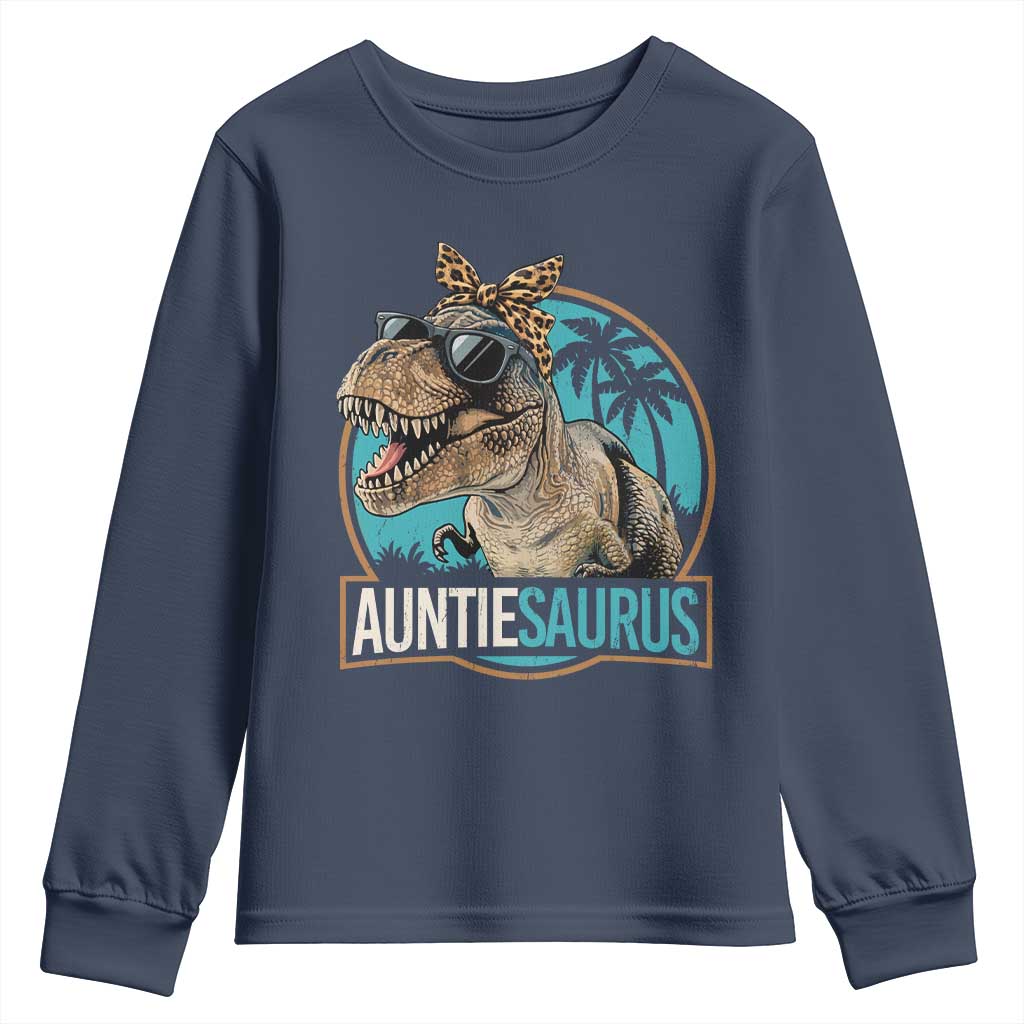 Auntiesaurus Funny Dinosaur Aunt Youth Sweatshirt Family Matching