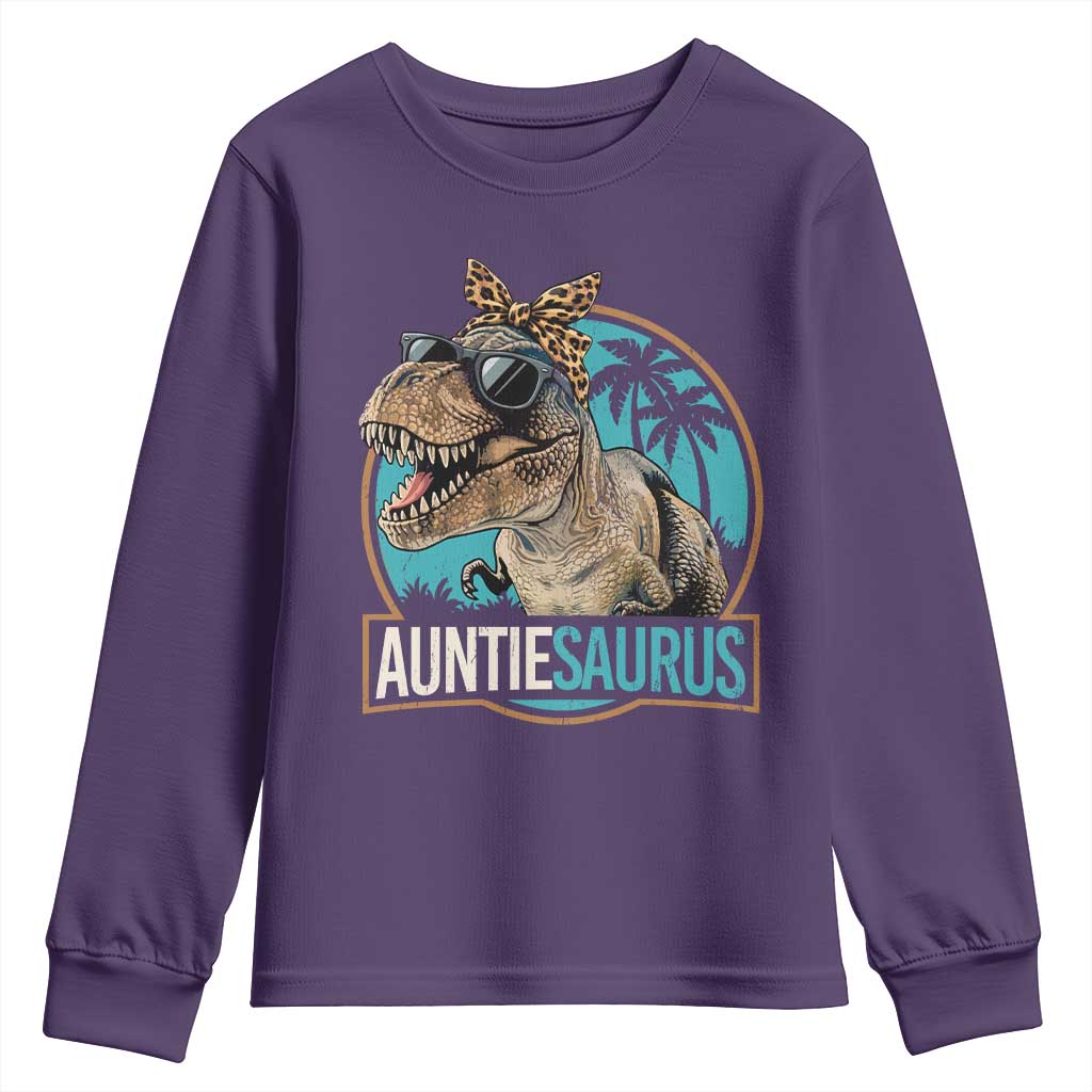 Auntiesaurus Funny Dinosaur Aunt Youth Sweatshirt Family Matching