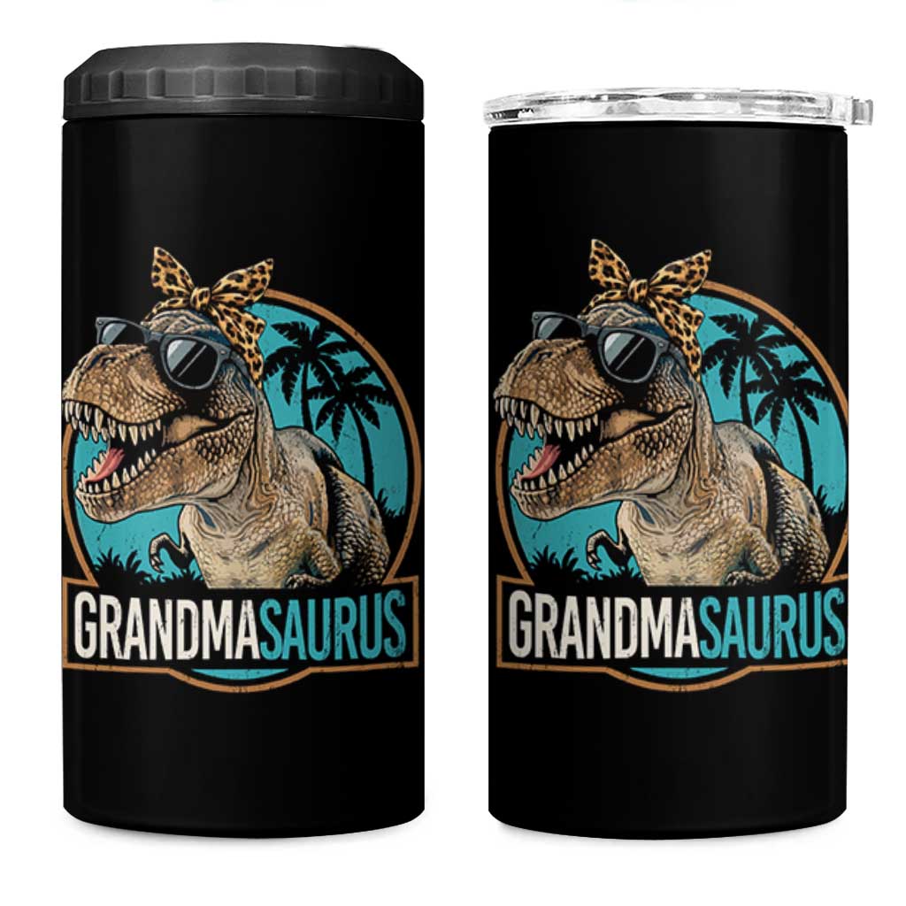Grandmasaurus Funny Dinosaur Grandma 4 in 1 Can Cooler Tumbler Family Matching