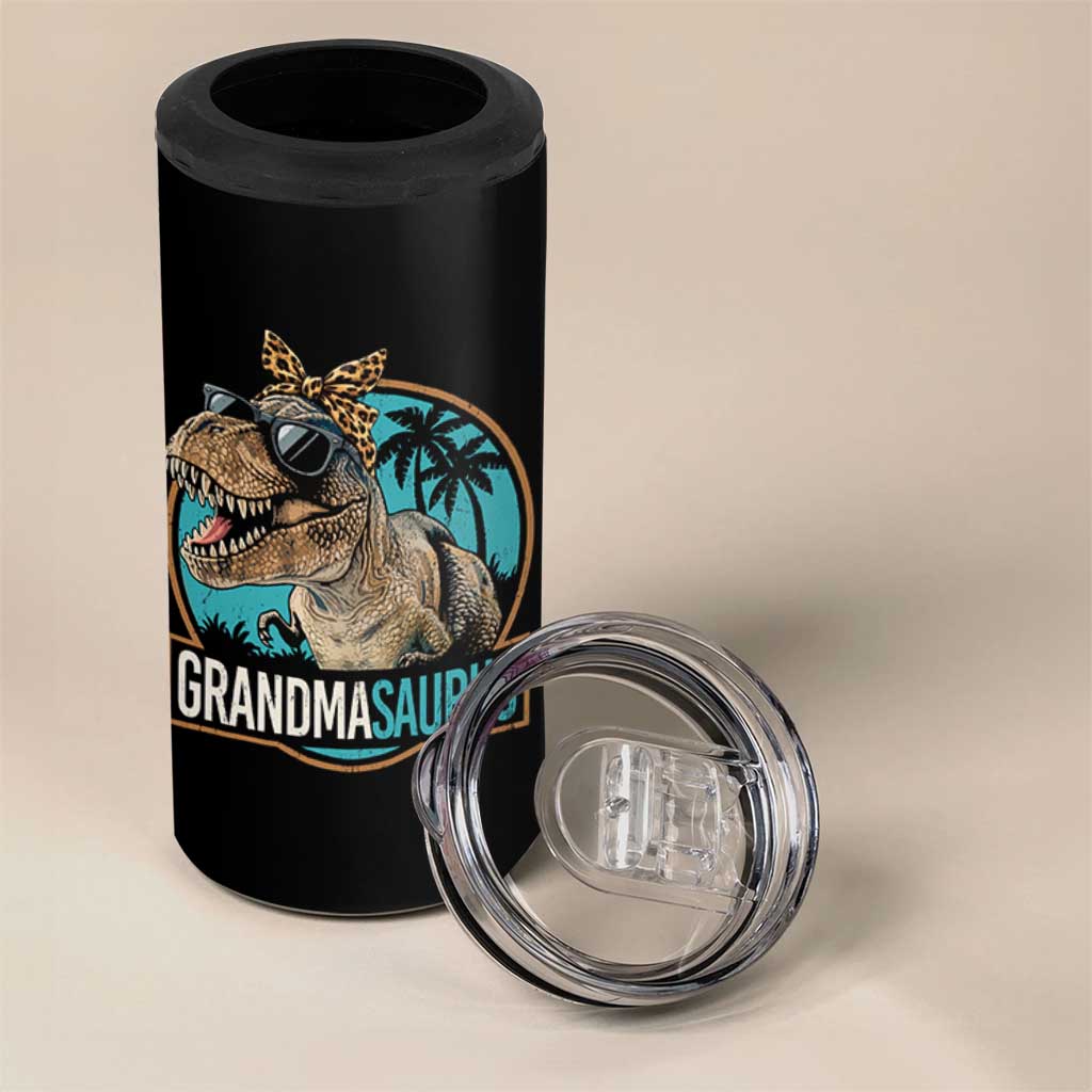 Grandmasaurus Funny Dinosaur Grandma 4 in 1 Can Cooler Tumbler Family Matching