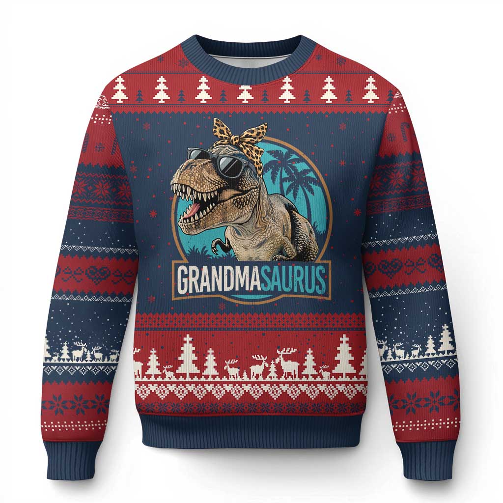Grandmasaurus Funny Dinosaur Grandma Ugly Christmas Sweater Family Matching