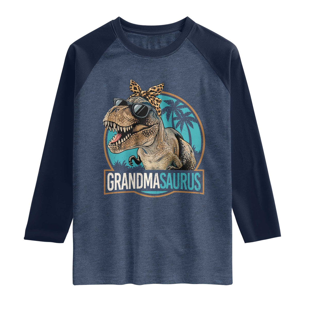 Grandmasaurus Funny Dinosaur Grandma Raglan Shirt Family Matching
