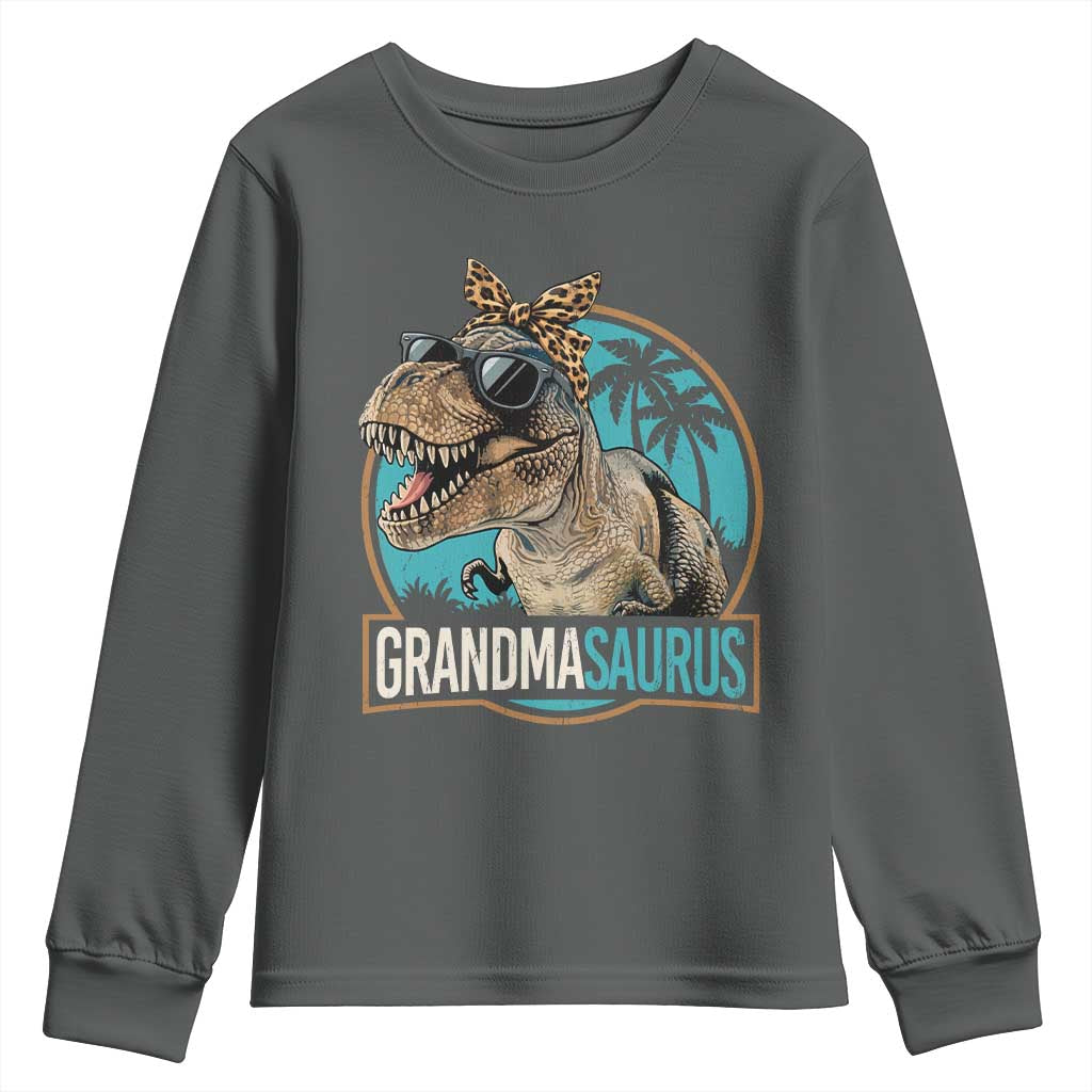 Grandmasaurus Funny Dinosaur Grandma Youth Sweatshirt Family Matching