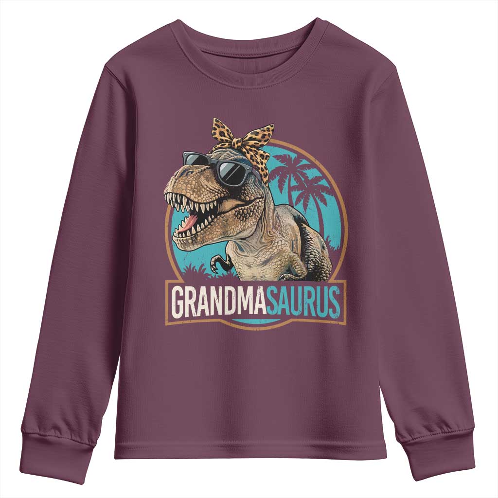 Grandmasaurus Funny Dinosaur Grandma Youth Sweatshirt Family Matching
