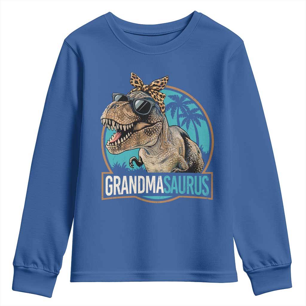 Grandmasaurus Funny Dinosaur Grandma Youth Sweatshirt Family Matching
