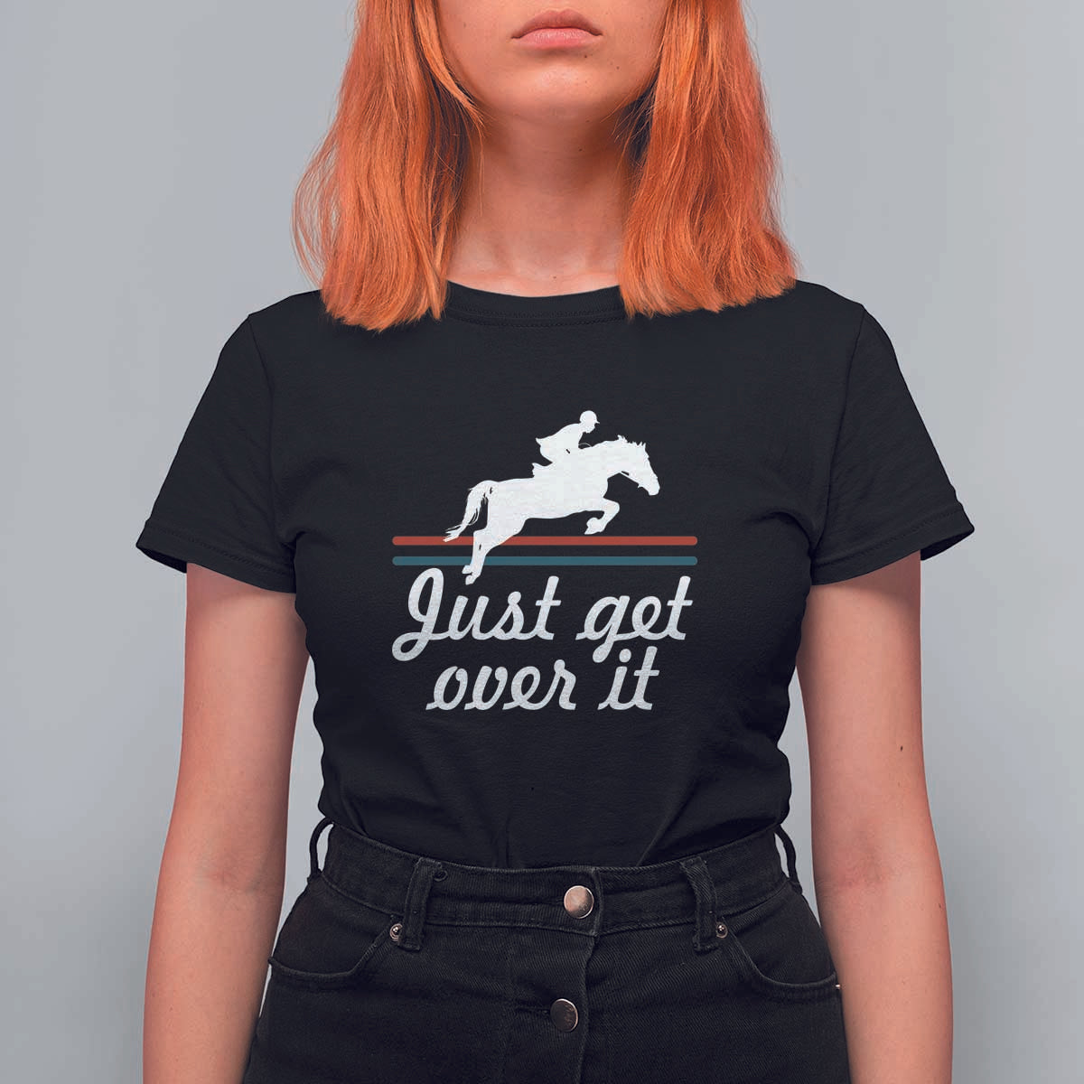 Equestrian Horse T Shirt For Women Just Get Over It Vintage Retro - Wonder Print Shop