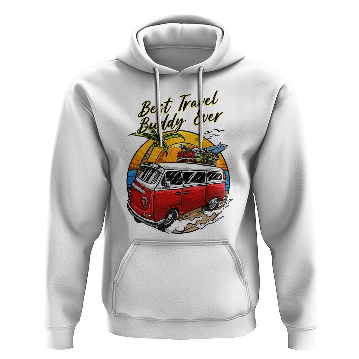Best Travel Buddy Ever Hoodie Vintage Beach Van Summer Vacation - Wonder Print Shop