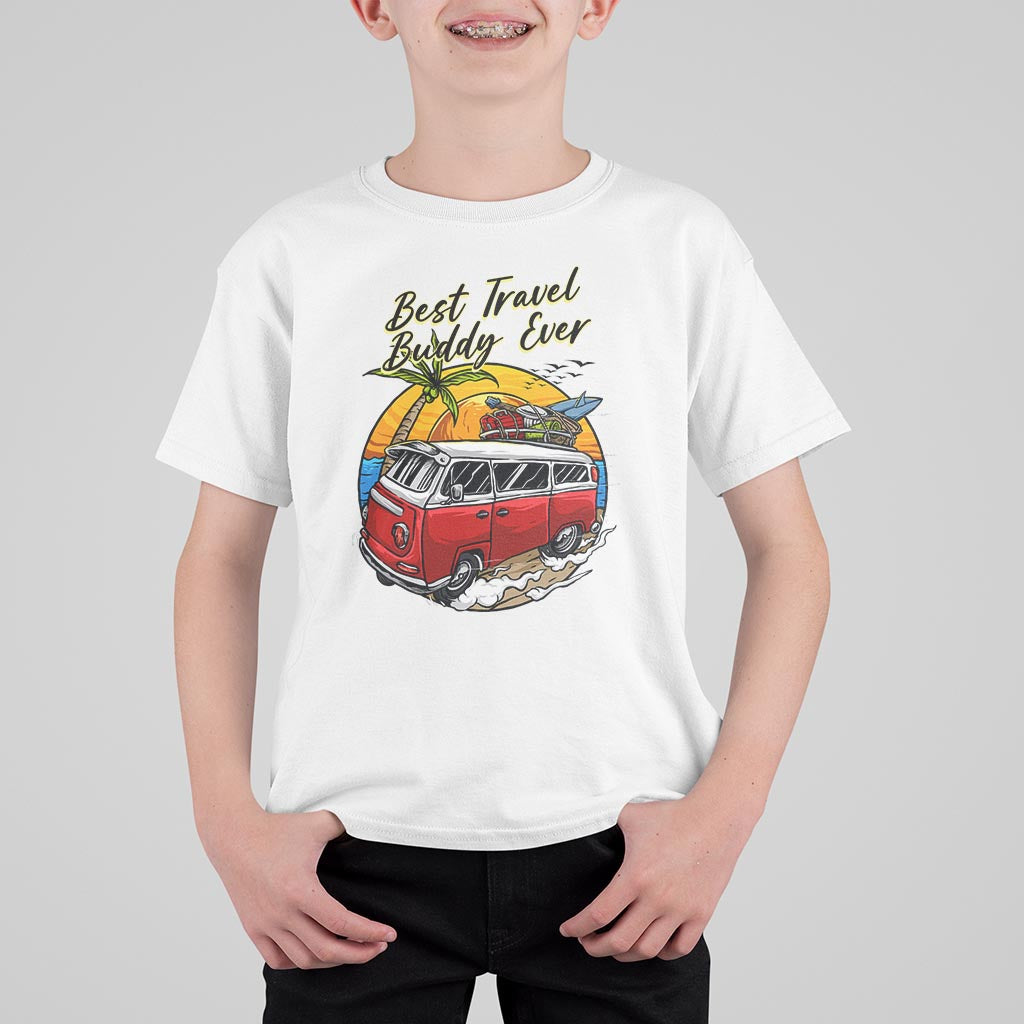 Best Travel Buddy Ever T Shirt For Kid Vintage Beach Van Summer Vacation - Wonder Print Shop