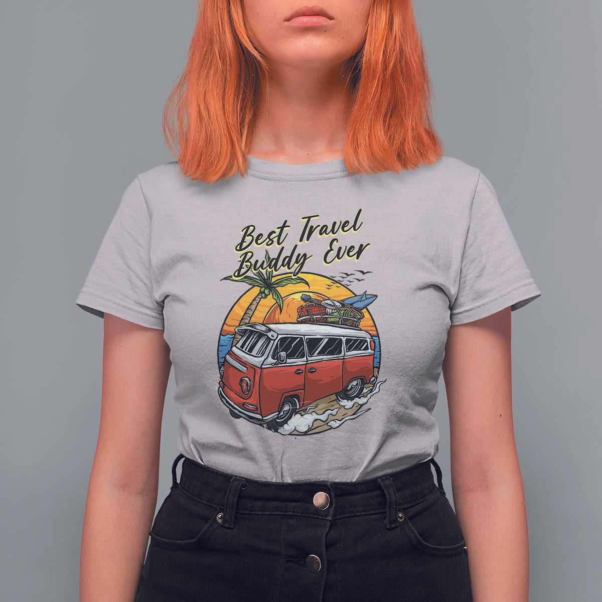 Best Travel Buddy Ever T Shirt For Women Vintage Beach Van Summer Vacation - Wonder Print Shop