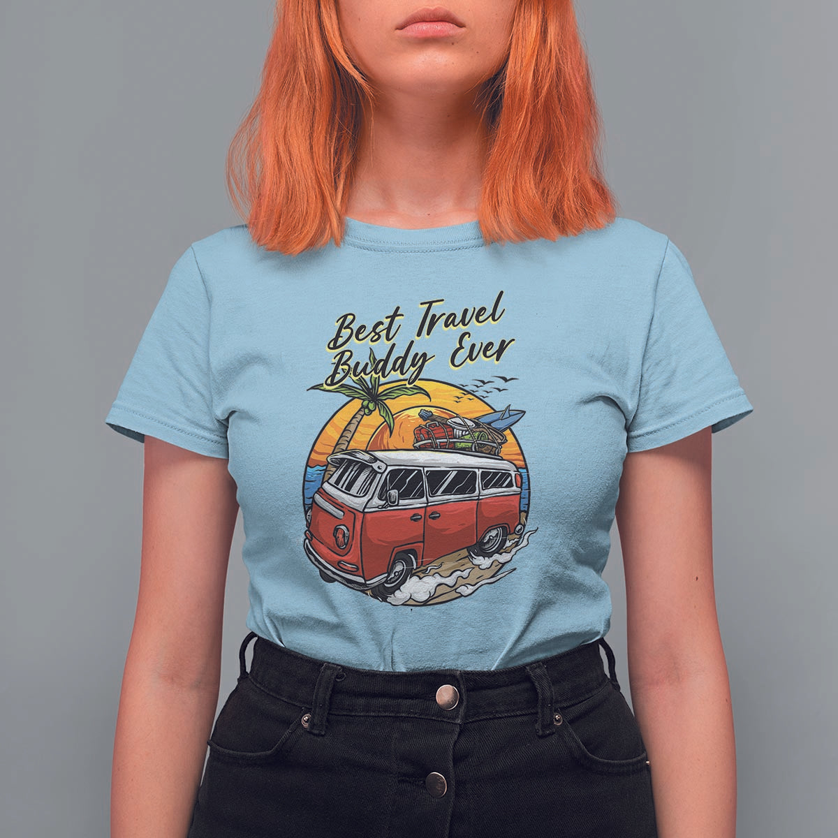 Best Travel Buddy Ever T Shirt For Women Vintage Beach Van Summer Vacation - Wonder Print Shop