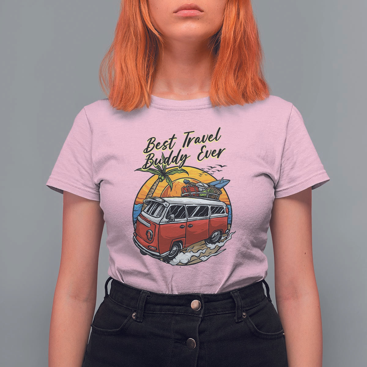 Best Travel Buddy Ever T Shirt For Women Vintage Beach Van Summer Vacation - Wonder Print Shop